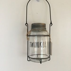 !SOLD! Rae Dunn Glass Jar Hanging Lantern - TWINKLE